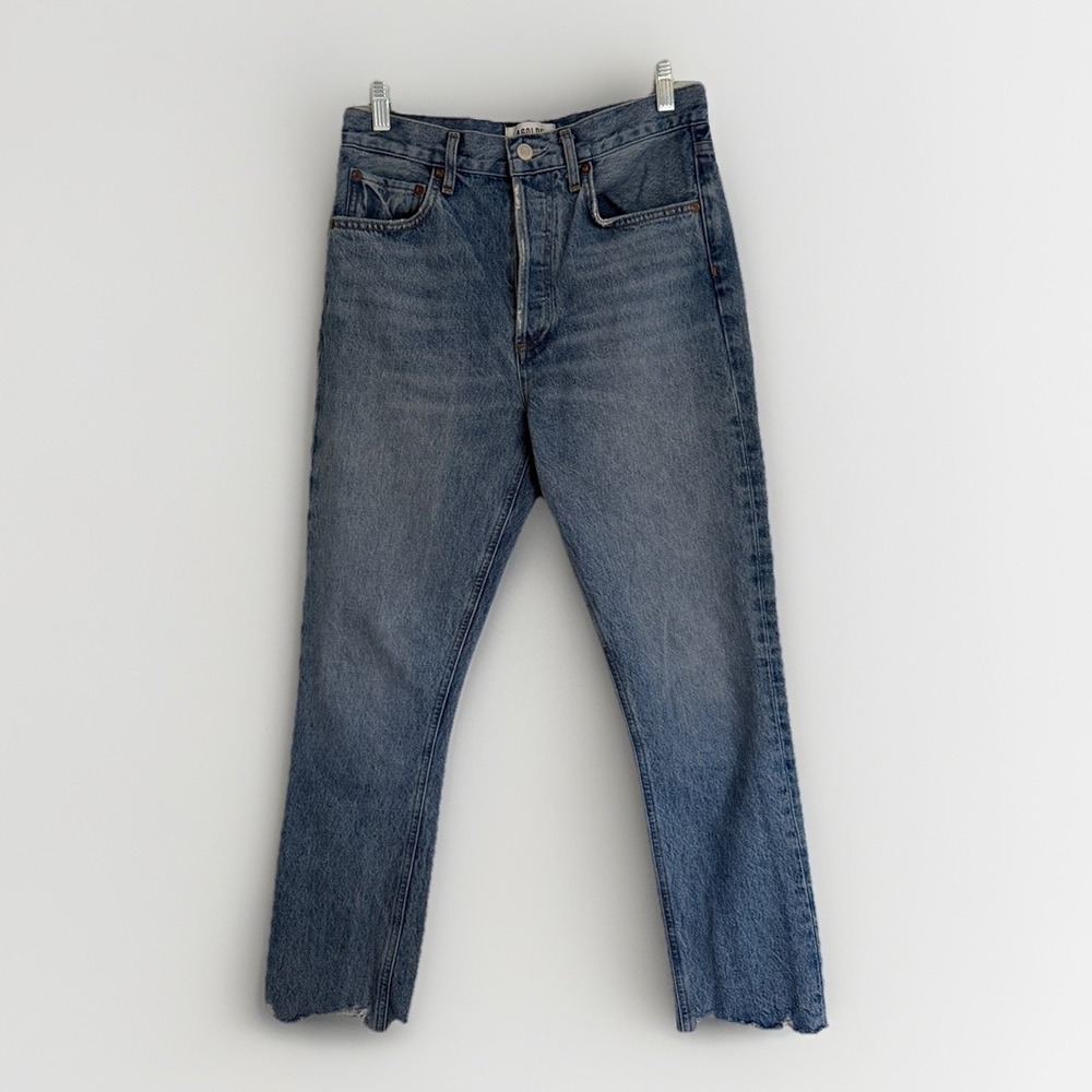 AGOLDE Riley High Rise Straight Crop Jeans Haven Wash 100% Cotton Button Fly 26